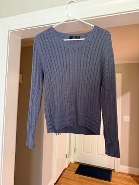 Amazon Women's Cable Knit V-Neck Sweater - Slate Blue